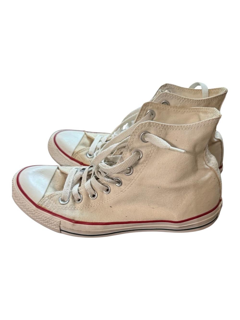 Classic Converse Chuck Taylor All Star high top sneakers in white. Size 9